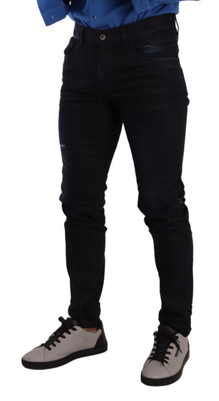 Elegant Slim Fit Skinny Jeans In Dark Blue