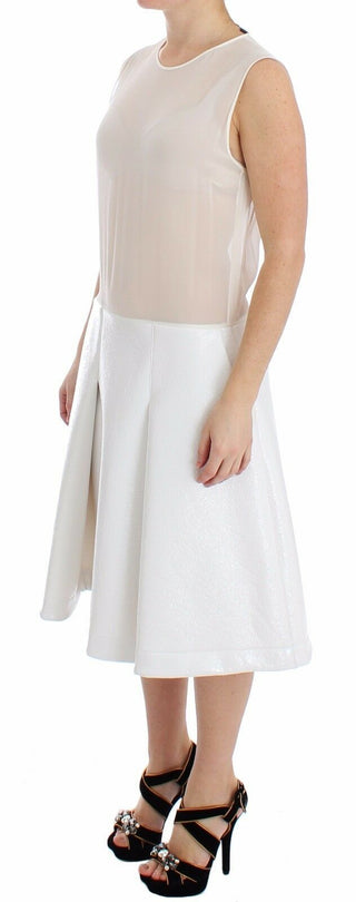 Elegant White Silk-wool Blend Tank Dress - Luxury for You