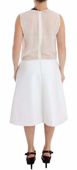 Elegant White Silk-wool Blend Tank Dress - Luxury for You