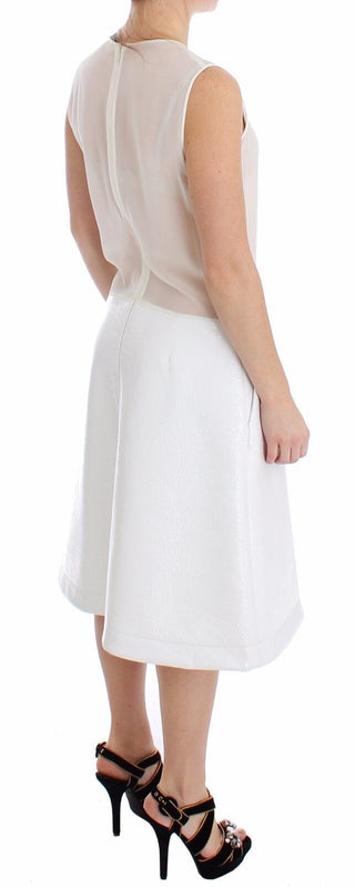 Elegant White Silk-wool Blend Tank Dress - Luxury for You