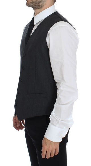 Elegant Gray Wool Formal Vest - Luxury for You