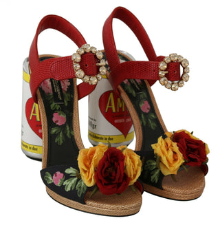 Multicolor Floral Crystal Embellished Sandals - Luxury for You