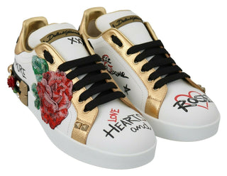 Elegant Sequined Floral Leather Sneakers - Luxury for You