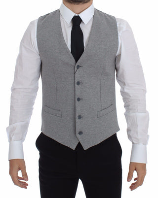 Elegant Gray Cotton Stretch Dress Vest - Luxury for You