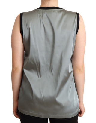 Elegant Silver Sleeveless Blouse