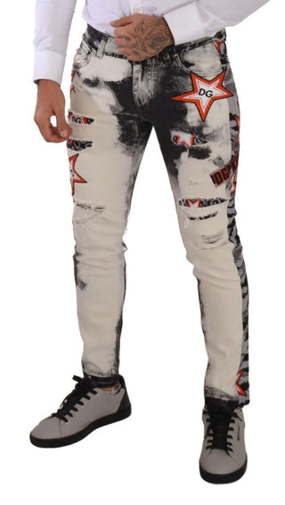 Chic Slim Fit Star Motif Denim Jeans