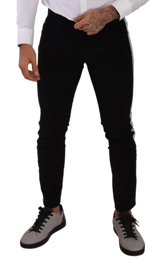 Elegant Slim-fit Cotton Black Jeans