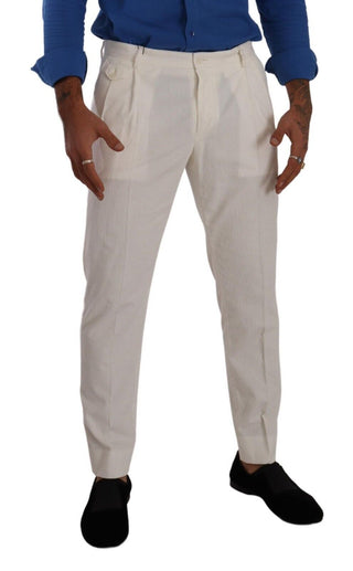 Elegant Tapered Corduroy Pants In Off White