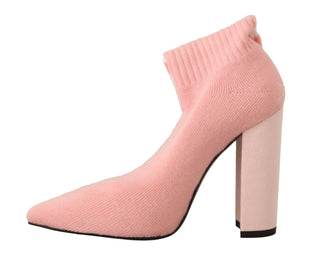 Chic Pink Suede Ankle Boots With Logo Socks