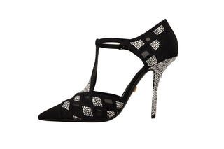 Elegant Crystal-embellished Suede Pumps