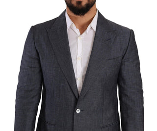 Elegant Slim Fit Two-button Blue Blazer