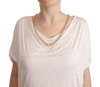 Elegant White Gold Chain T-shirt Top