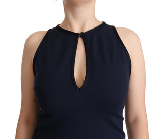 Sleeveless Navy Knee-length Sheath Dress