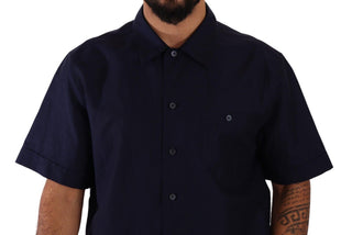 Elegant Navy Blue Button-down Casual Shirt