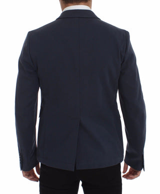 Elegant Blue Cotton Stretch Blazer Jacket - Luxury for You