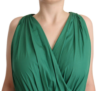 Elegant Deep Green Sleeveless A-line Dress