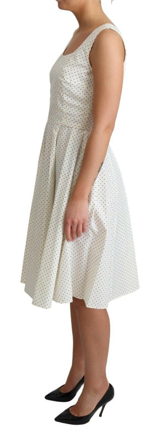 Elegant Sleeveless A-line Polka Dotted Dress