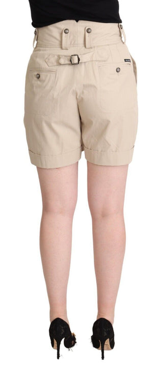 High-waisted Beige Cargo Shorts