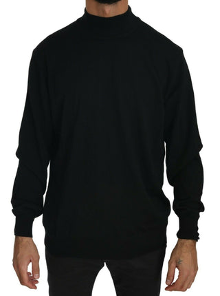 Elegant Black Virgin Wool Pullover Sweater - Luxury for You