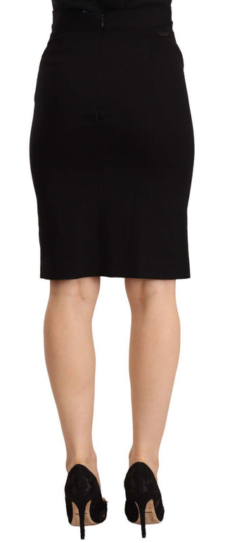 Chic High-waisted Pencil Skirt In Black