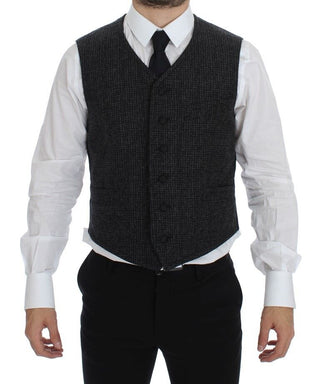 Elegant Gray Wool Blend Dress Vest - Luxury for You