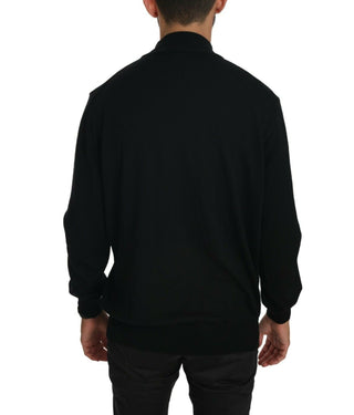 Elegant Black Virgin Wool Pullover Sweater - Luxury for You