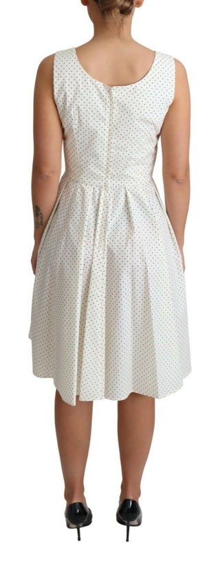 Elegant Sleeveless A-line Polka Dotted Dress