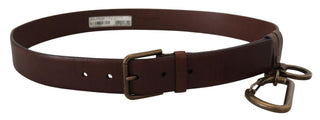 Elegant Brown Leather Belt With Metal Buckle