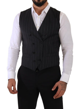 Elegant Striped Double-breasted Dress Vest