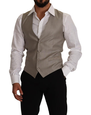 Elegant Single Breasted Dress Vest In Beige