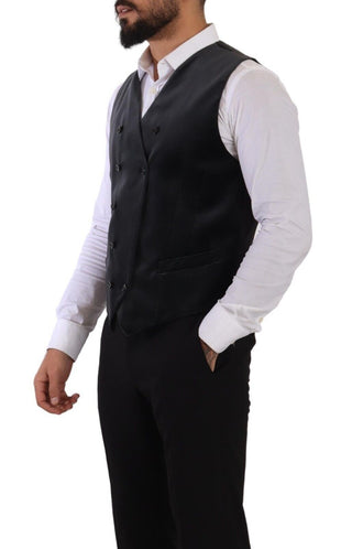 Elegant Grey Double-breasted Dress Vest