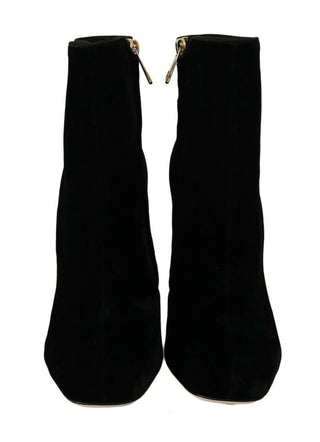 Elegant Velvet Ankle Boots With Crystal Heels - Luxury for You