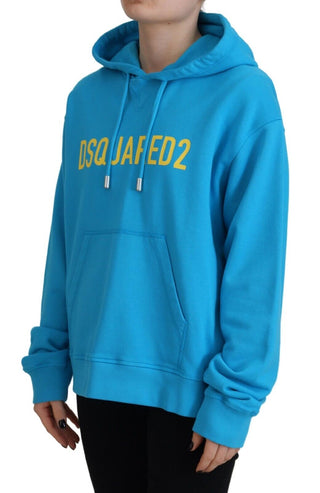 Blue Logo Print Cotton Hoodie Sweatshirt Sweater