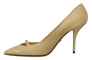 Chic Pointed Toe Leather Pumps In Sunshine Yellow