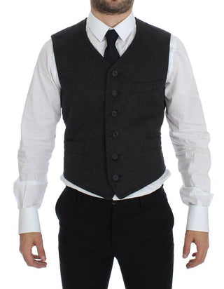 Elegant Gray Wool Blend Dress Vest - Luxury for You