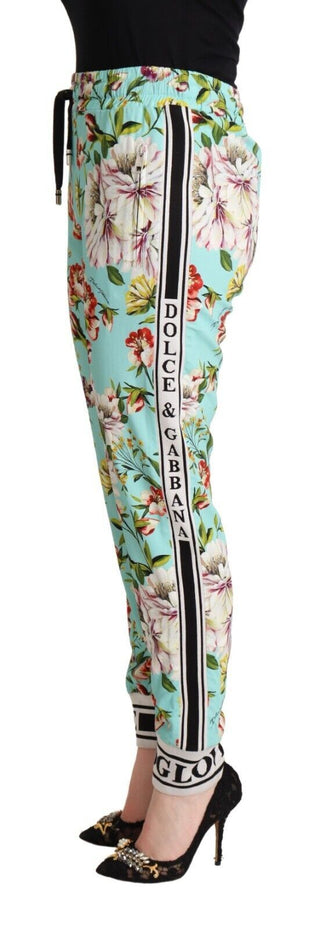 Floral Viscose Jogger Pants In Green