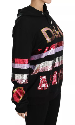 Dg Sequined Hooded Pullover Sweater