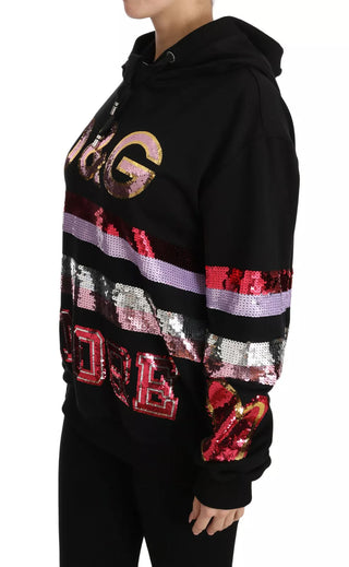 Dg Sequined Hooded Pullover Sweater