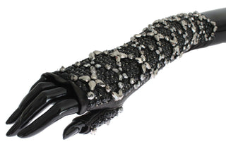 Elegant Crystal Beaded Leather Gloves - Luxury for You