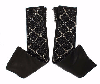 Elegant Crystal Beaded Leather Gloves - Luxury for You