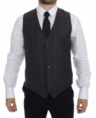 Elegant Checkered Wool Dress Vest - Luxury for You