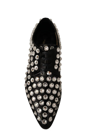 Crystal-embellished Leather Formal Flats