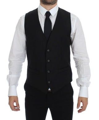 Elegant Black Wool Dress Vest - Luxury for You