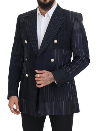 Elegant Navy Slim-fit Double Breasted Blazer