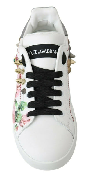 Floral Crystal-embellished Leather Sneakers - Luxury for You