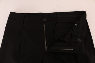 Elegant Black Cotton Stretch Pants