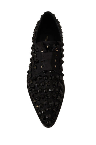 Elegant Gros Grain Lace-up Jeweled Flats