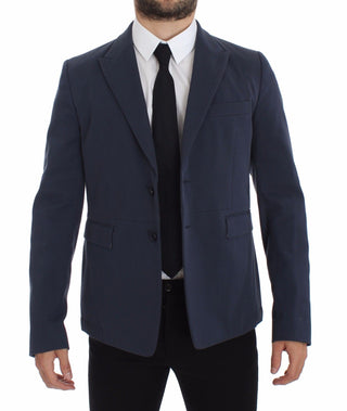 Elegant Blue Cotton Stretch Blazer Jacket - Luxury for You