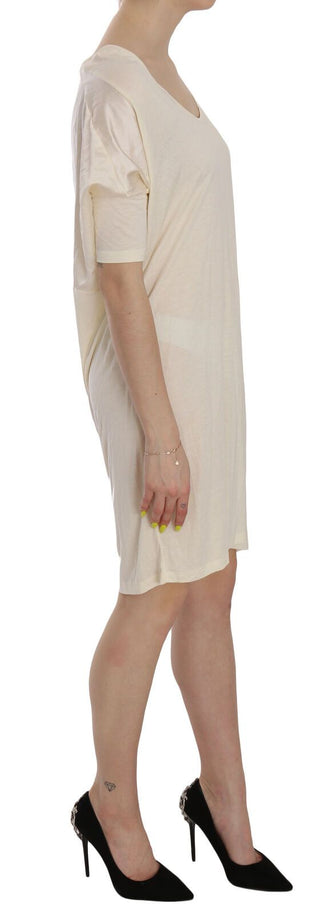 Chic Cream A-line Elbow Sleeve Dress - Luxury for You