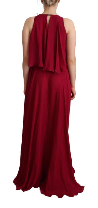 Elegant Silk Sleeveless Ruffled Maxi Dress